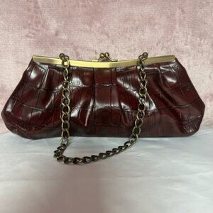 Vintage Brown Croc Leather Tommy Hilfiger Clasp Clutch